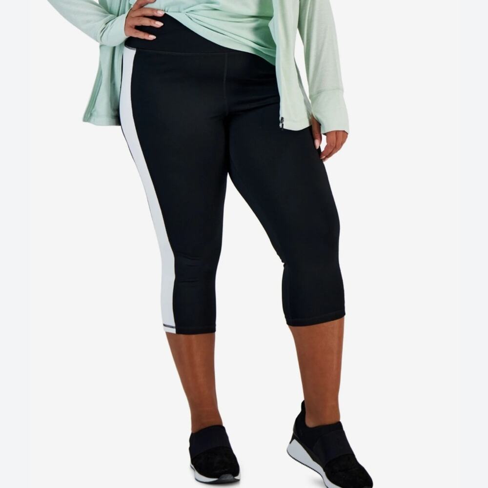 Ideology Black White Performance‎ Capri Leggings NWT 1X